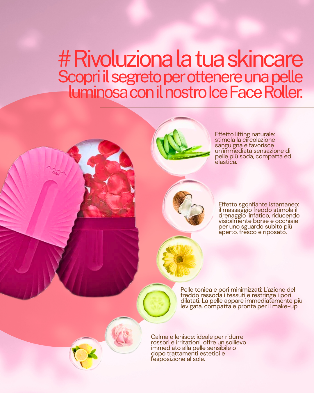 Ice Face Roller Facial Skincare Ice Roller Set, Stainless Steel Facial Roller Gua Sha Face Tool Face Massage Roller Mold Cube